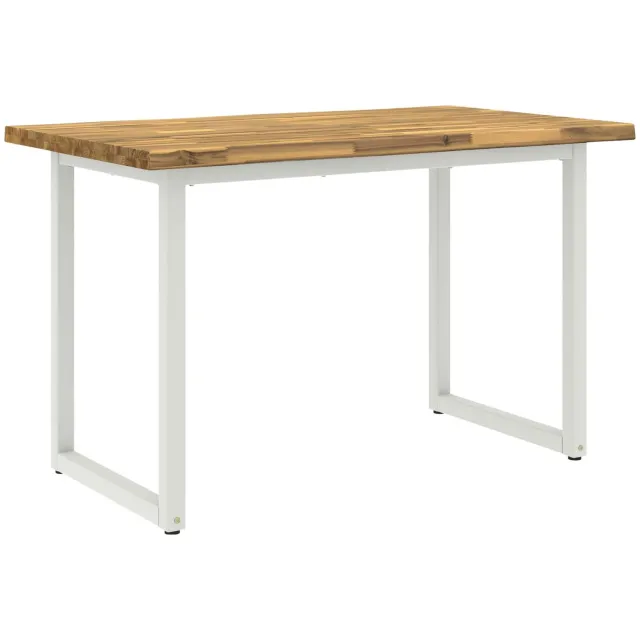 vidaXL Eettafel - met - levendige - rand - 120 - x - 70 - x - 75 - cm Whitewash en wit