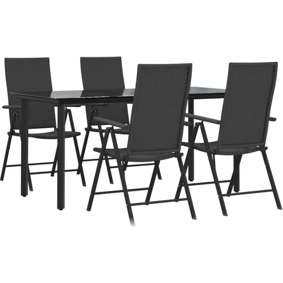 vidaXL 5-delige Tuinset poly rattan zwart