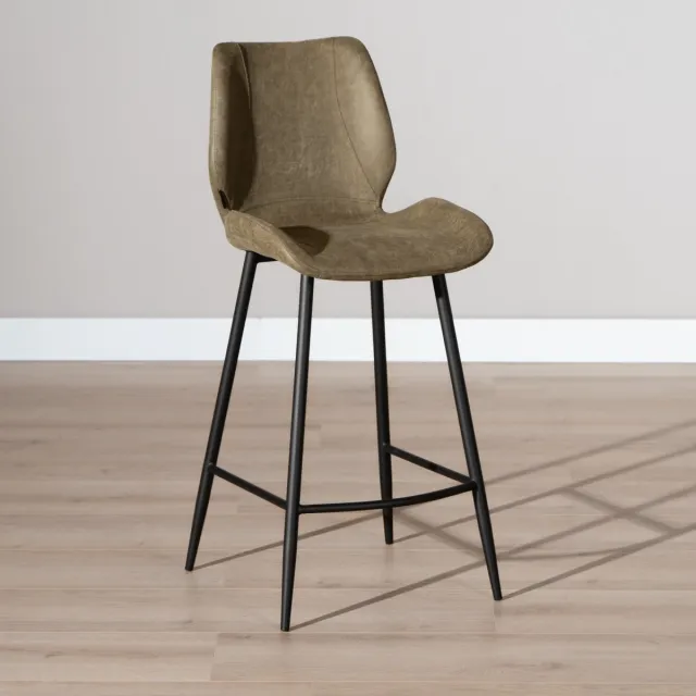 Bronx71 Industriële barkruk Barrel olijfgroen eco-leer 69 cm - barstoel Olive / groen