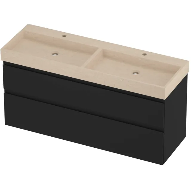 Proline Evoli Badmeubelset Hardsteen Loft Dubbel 140x46x70 cm Sand Stone Mat Zwart