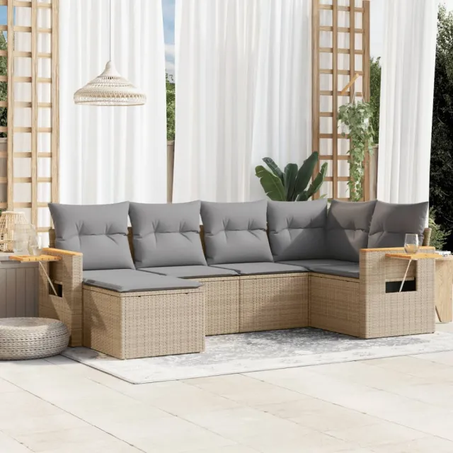 vidaXL Patio Sofa Set 6-zits Beige and Grey