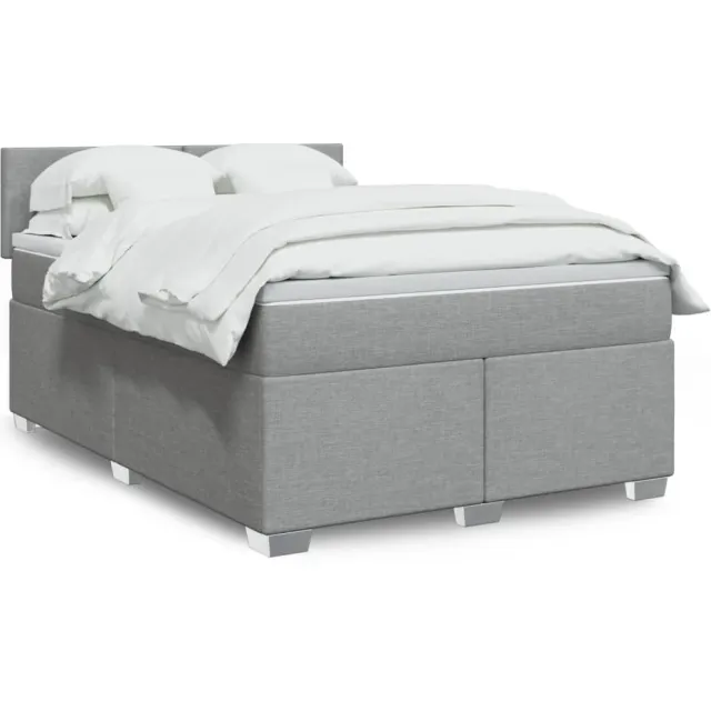 vidaXL Boxspring met matras stof lichtgrijs 140x190 cm grijs