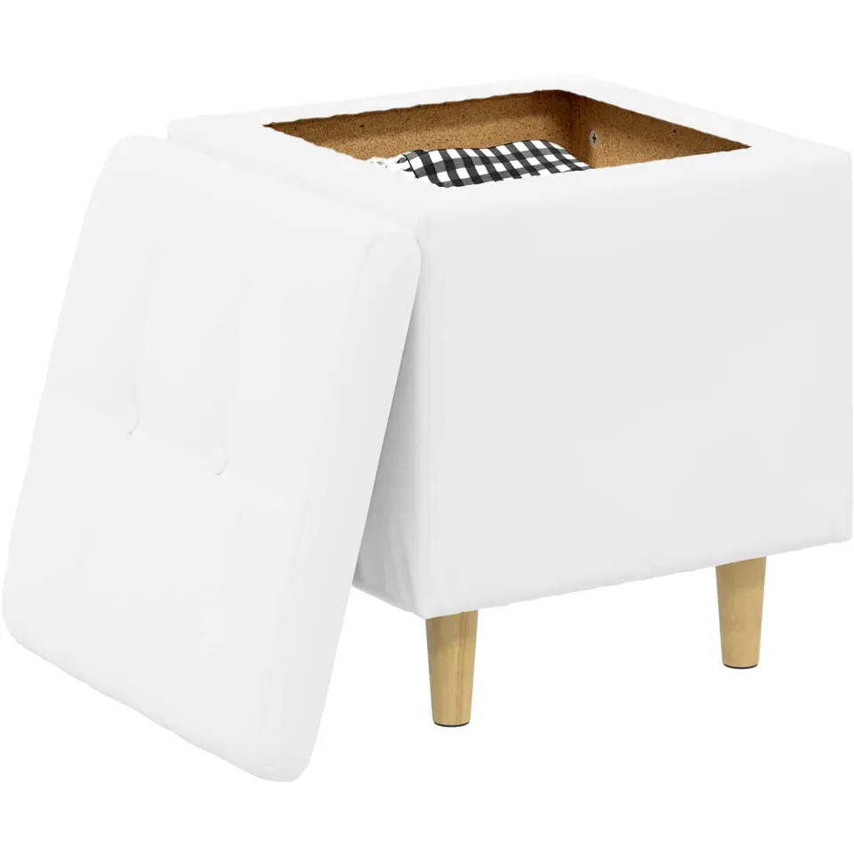 vidaXL Ottoman met Opbergruimte Wit 40 x 40 x 45 cm Kunstleer