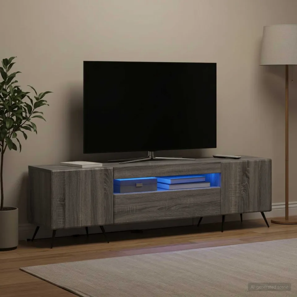 vidaXL LED tv-meubel Grijs Sonoma Bewerkt hout, foto 4