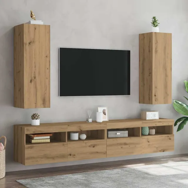 vidaXL Tv-meubelen 2 st 30,5x30x90 cm bewerkt hout artisanaal eiken Bruin