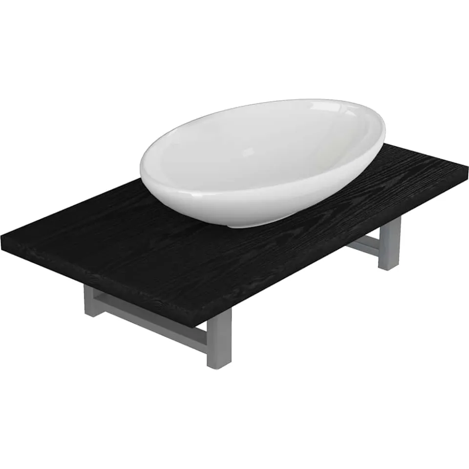 vidaXL 2-delige Badkamermeubelset keramiek zwart, foto 3
