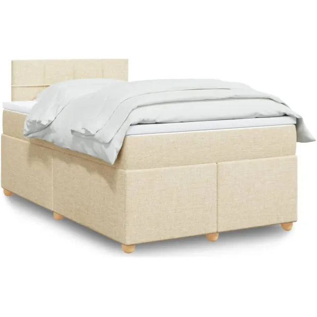 vidaXL Boxspring met matras stof crèmekleurig 120x200 cm