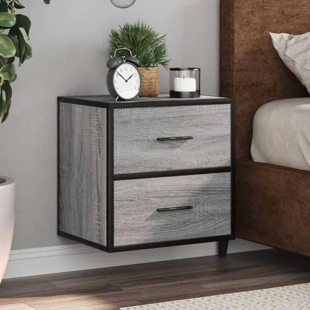 vidaXL Nachtkastjes 2st wandgemonteerd 40x31x39,5cm grijs sonoma eiken, foto 2