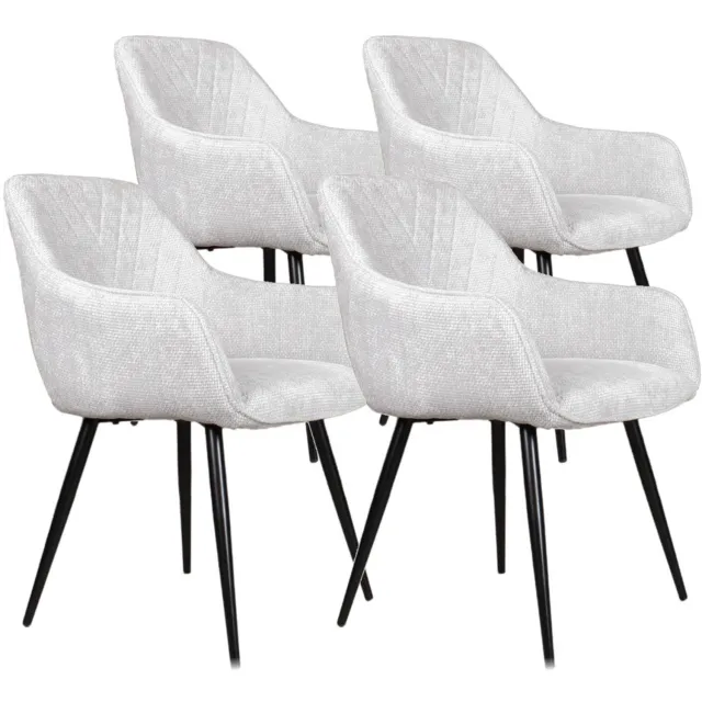 DS4U Flavio armstoel - Set van 4 - Lichtgrijs - Stof