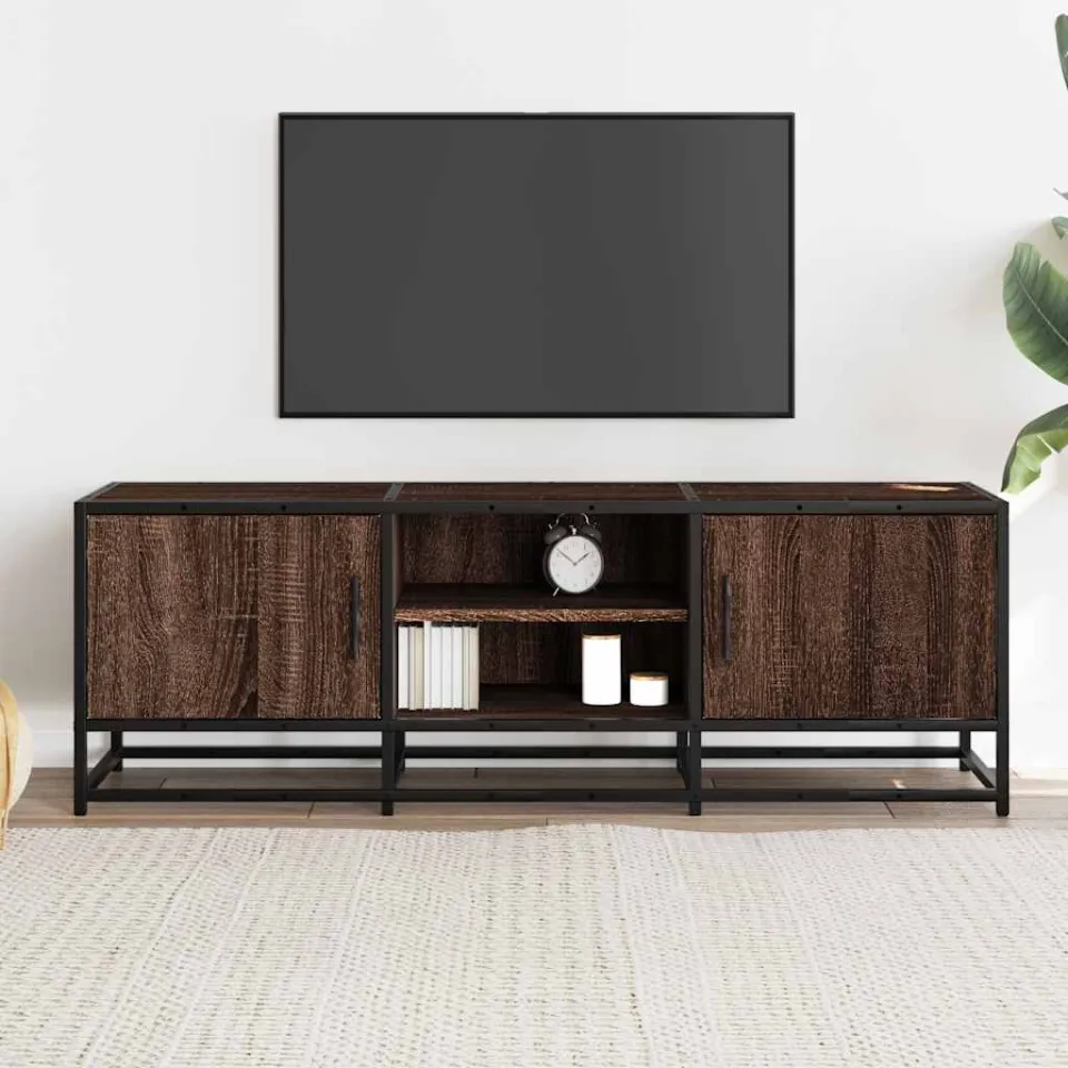 vidaXL Tv-meubel 120x35x41 cm bewerkt hout metaal bruin eikenkleur, foto 2