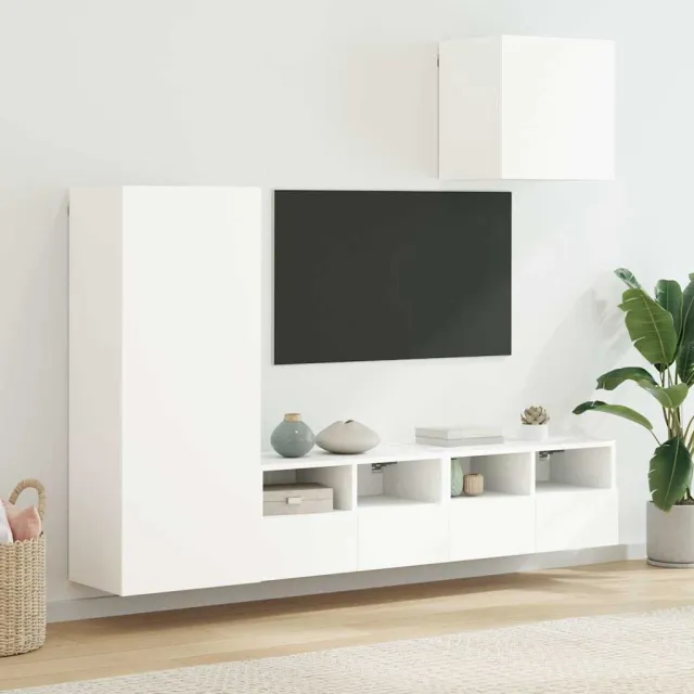 vidaXL 4-delige Tv-meubelset bewerkt hout wit