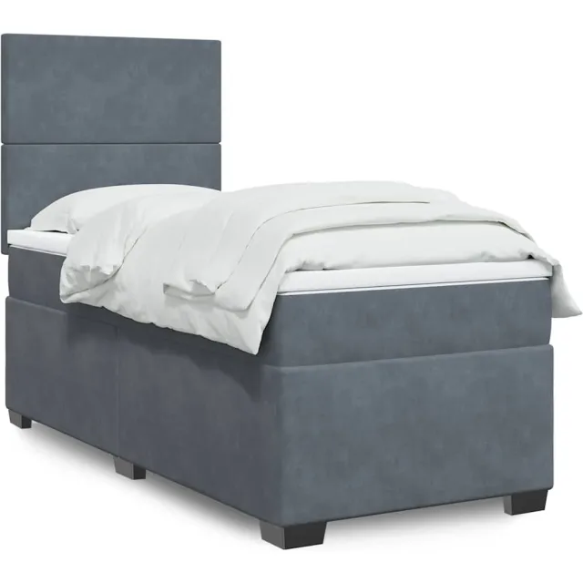 vidaXL Boxspring met matras fluweel donkergrijs 80x200 cm grijs