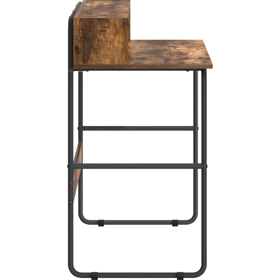 vidaXL Bureau met opbergruimte Gerookt eiken 100 x 50 x 91 cm, foto 4