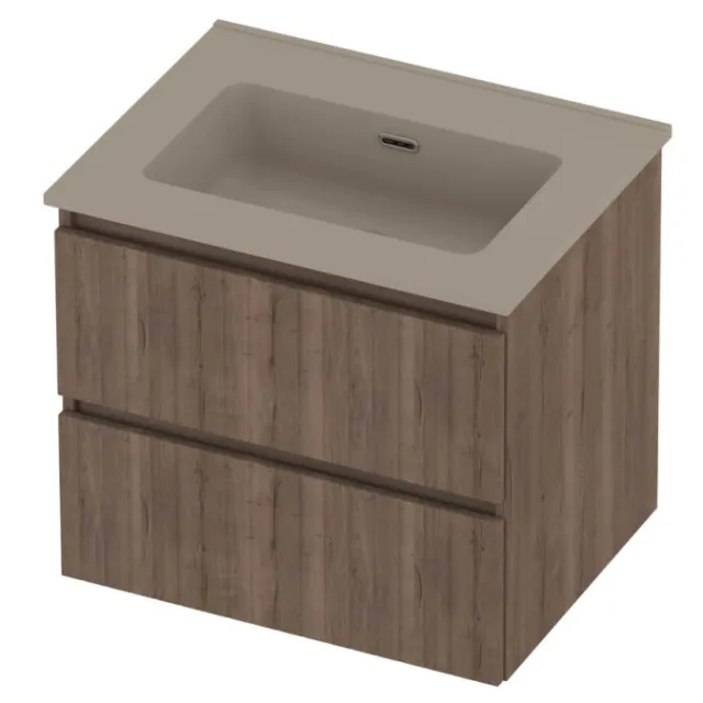 Proline Tribute Badmeubelset Porselein Elegant 1 Kraangat 60x46x54 cm Mat Crème Cotton Terra Oak Eiken