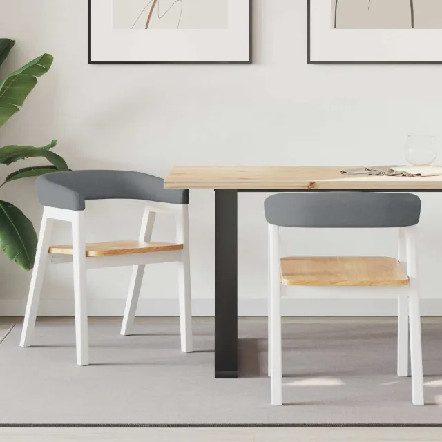 vidaXL Eettafelstoelen 2 st Massief Rubberhout Wit 54 x 57 x 73 cm