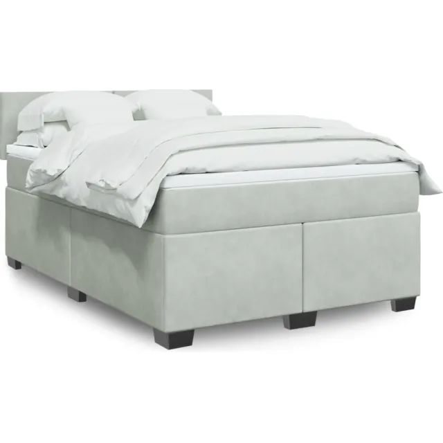 vidaXL Boxspring met matras fluweel lichtgrijs 140x200 cm grijs