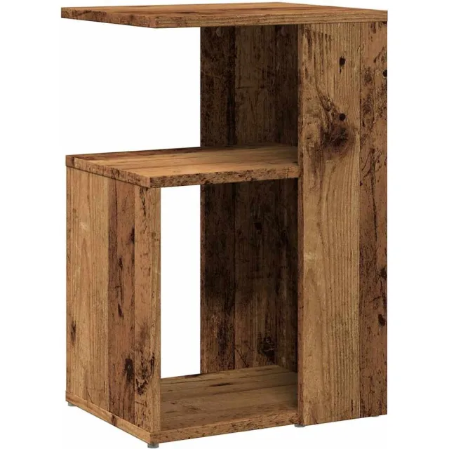 vidaXL Bijzettafel - 36x30x56 - cm - bewerkt - hout - oud - houtkleurig oud hout
