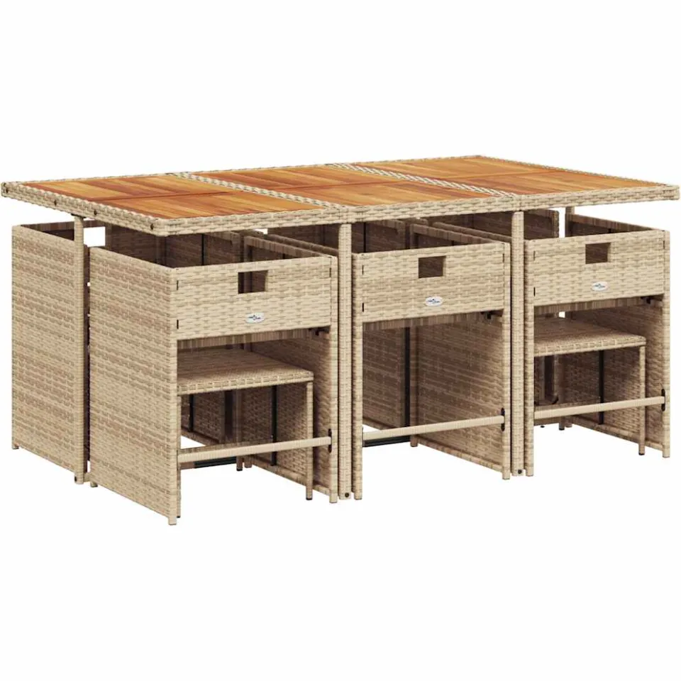 vidaXL 11-delige Tuinset met kussens poly rattan beige, foto 4