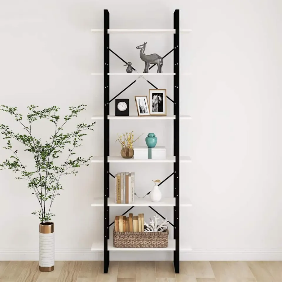 vidaXL Hoge kast 80x30x210 cm massief grenenhout wit, foto 3