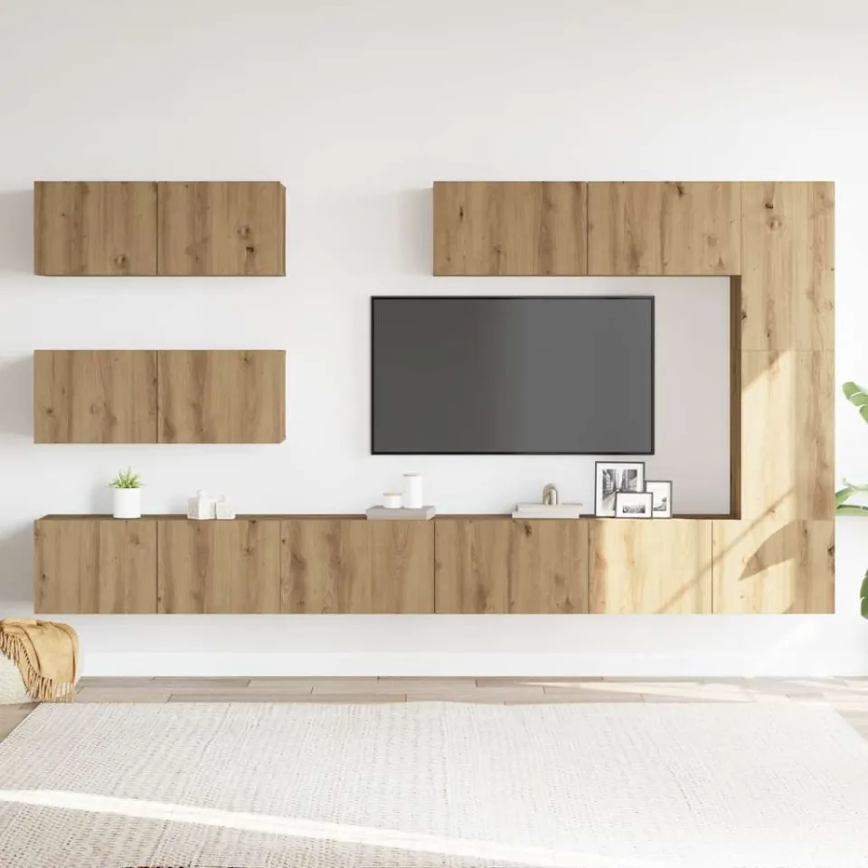 vidaXL 7-delig Tv-meubelset wandmontage bewerkt hout artisanaal eiken, foto 2