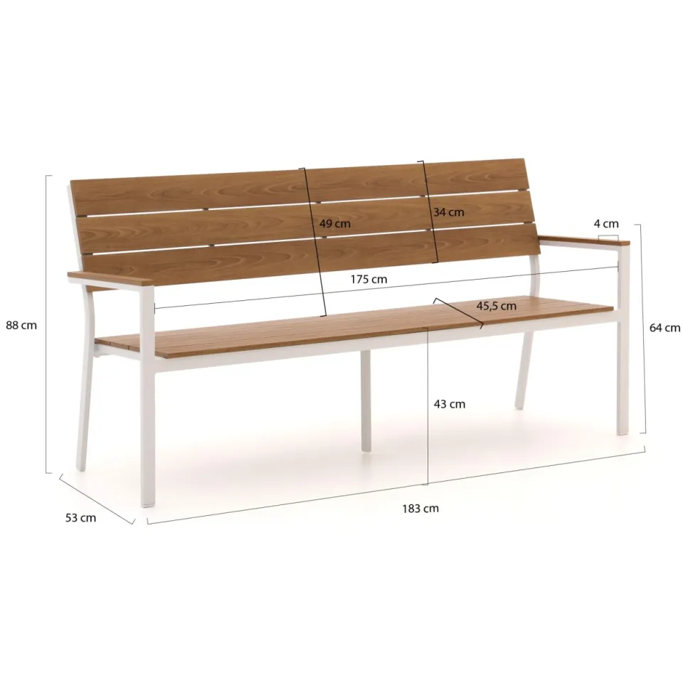 Bellagio tuinmeubelen Bellagio Fidenza tuinbank 183cm wit, foto 2