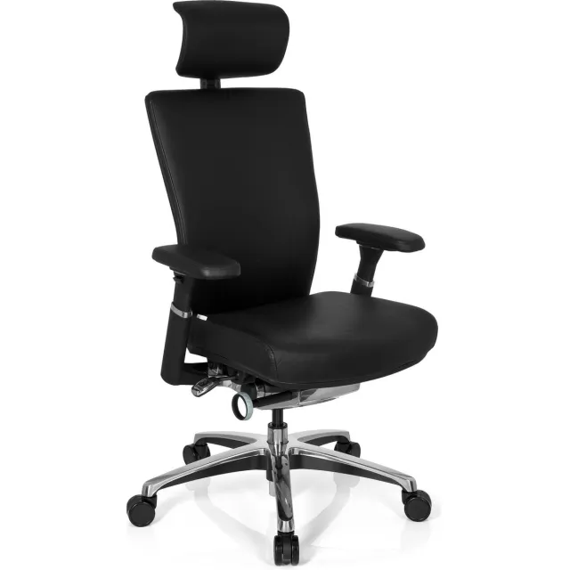 hjh office Nova - Bureaustoel - Luxe - Ergonomisch - Leder - Zwart