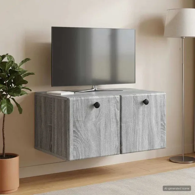 vidaXL Wandbeugel TV-kast 59,5 x 41 x 30 cm Grijs Sonoma Bewerkt hout