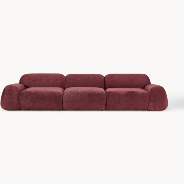 Westwing Collection Modulaire bank Wolke (4-zits) van teddy-bouclé Wijnrood