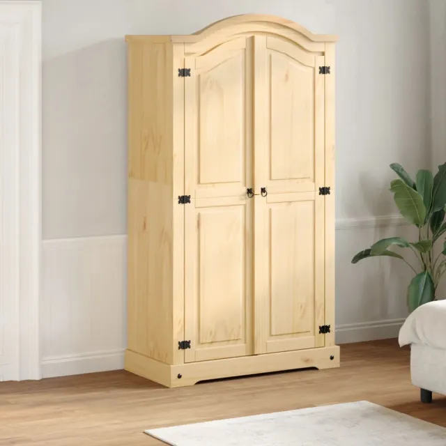 vidaXL Kledingkast Corona 102x52x186 cm massief grenenhout bruin, foto 2