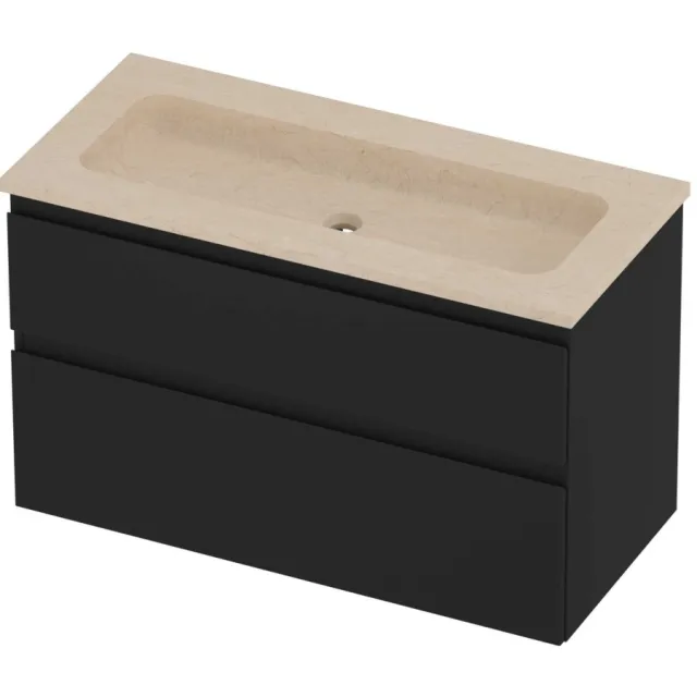 Proline Rollo Badmeubelset Hardsteen Elegant 100x46x62 cm Sand Stone Mat Zwart