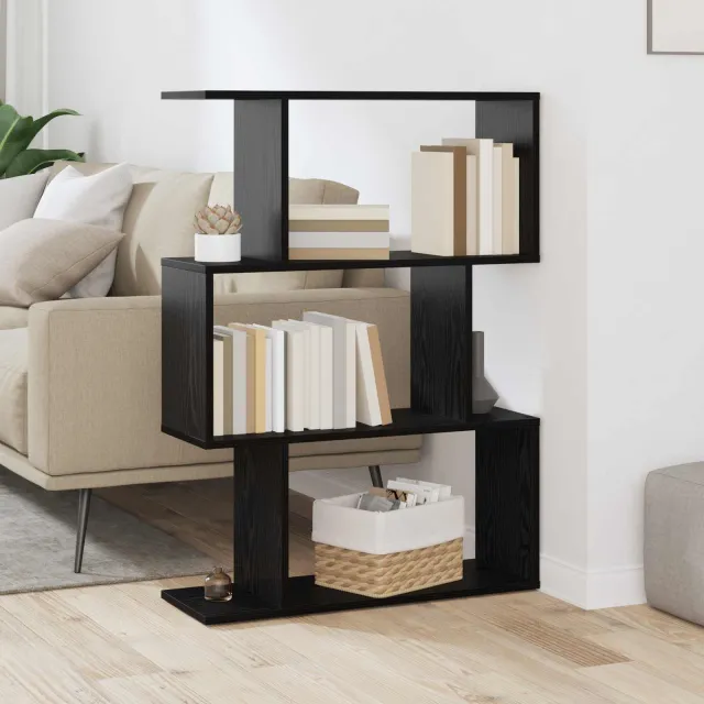 vidaXL Boekenkast 3-laags 70 x 24 x 97 cm Bewerkt hout Zwart Eiken, foto 2