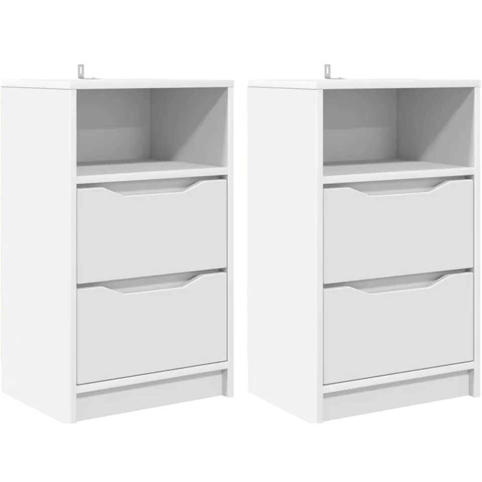 vidaXL Nachtkastjes 2 st Wit 40 x 30 x 67 cm Bewerkt hout, foto 3