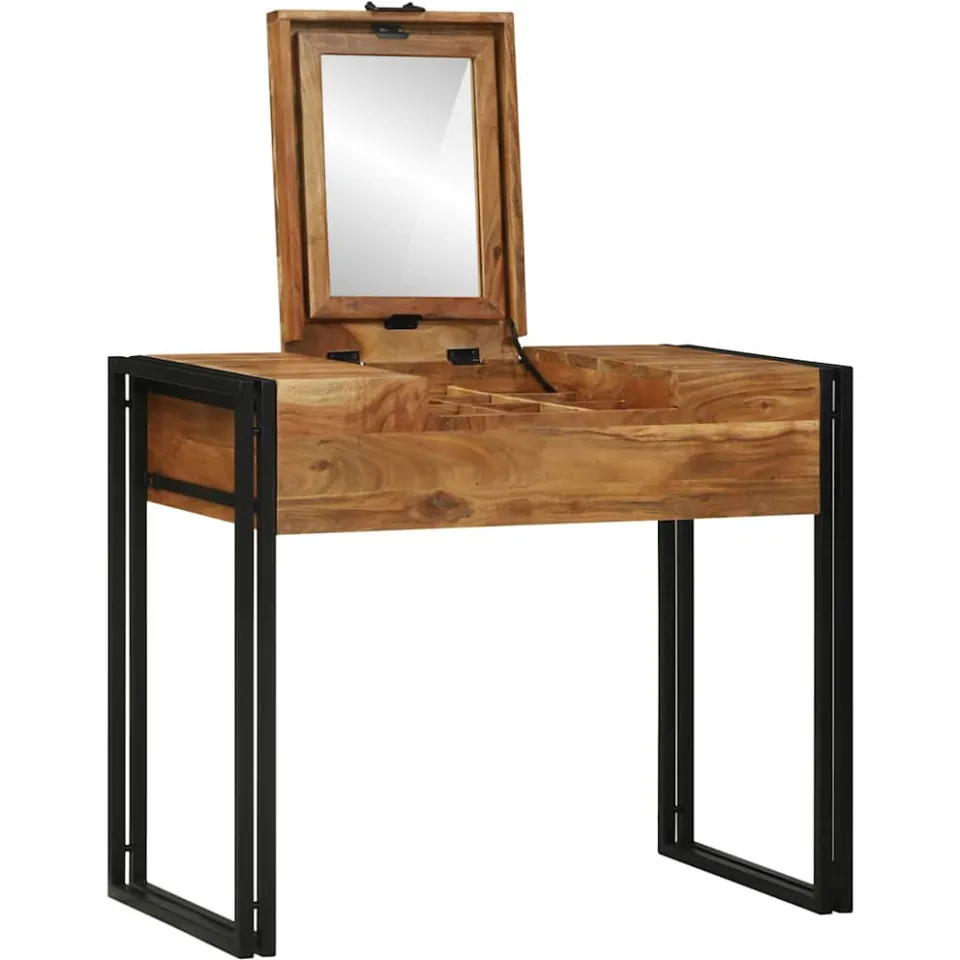 vidaXL Slaapkamer Kaptafels Bruin 90 x 50 x 75 cm Massief acaciahout