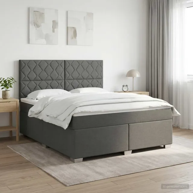vidaXL Boxspringbed met matras Donkergrijs 180 x 200 cm Stof