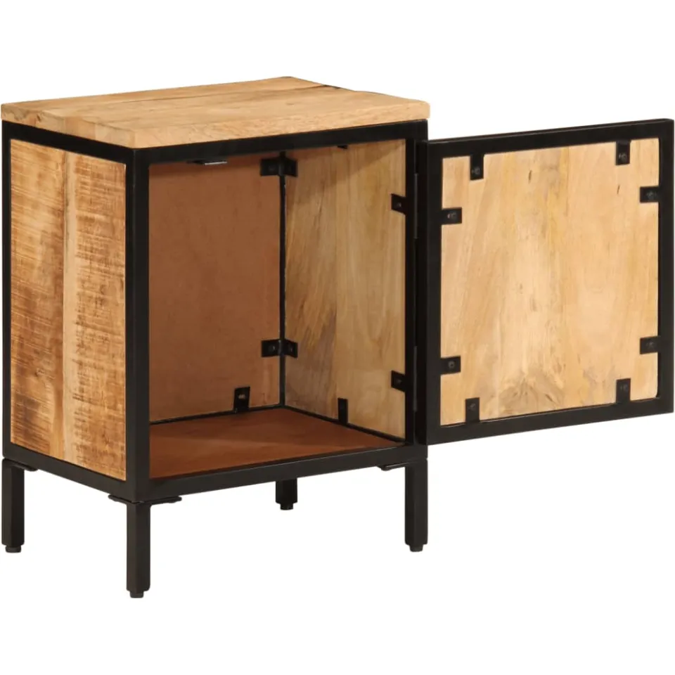 vidaXL Nachtkastje 40x30x52,5 cm massief ruw mangohout bruin, foto 2