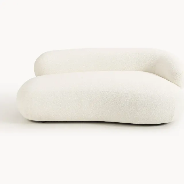 Westwing Collection Bouclé bank Alba (2-zits) Wit