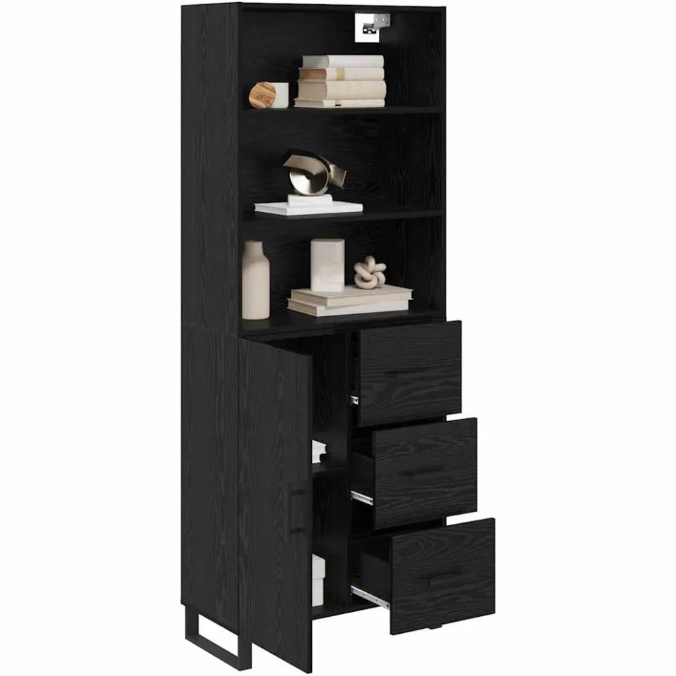 vidaXL Hoge kast 2 st Zwart Eiken 69,5 x 34 x 180 cm