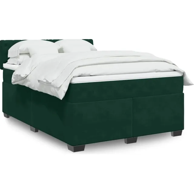 vidaXL Boxspring met matras fluweel donkergroen 160x200 cm groen