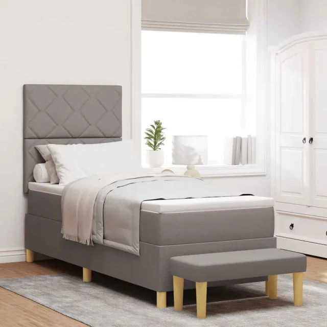 vidaXL Boxspring bed met hoofdeinde Taupe 200 x 80 cm Stof