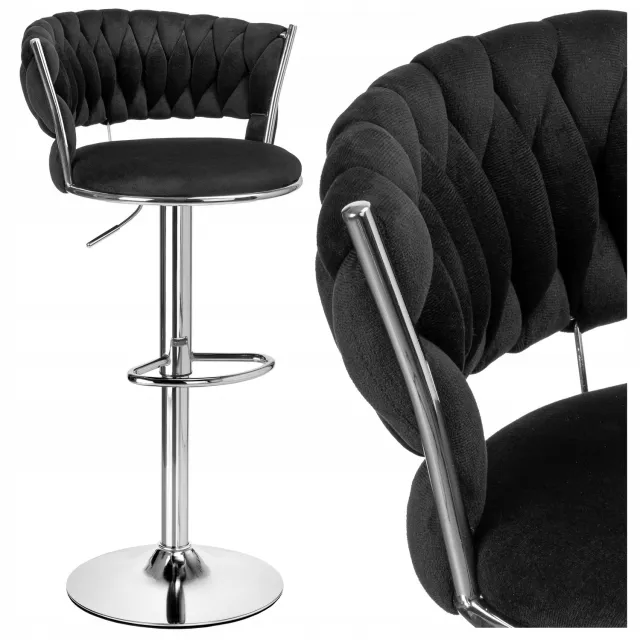 eHokery Luxe Velours Barstoel Tresso Goud - Verstelbaar & Draaibaar
