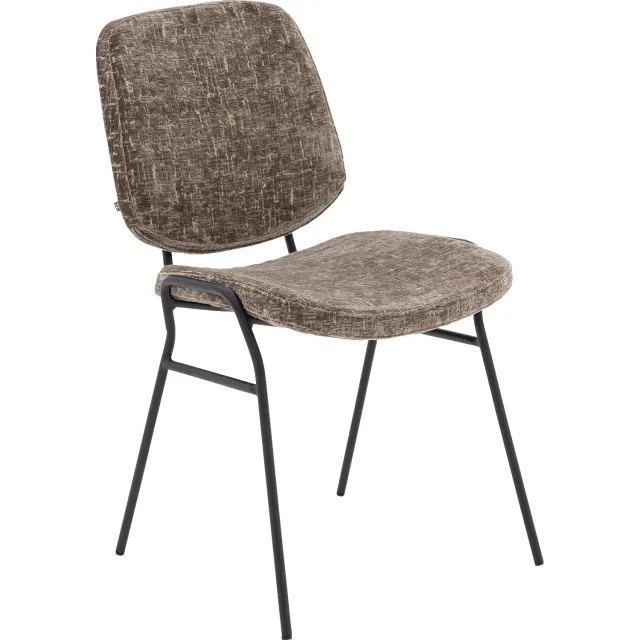 Goossens Eetkamerstoel Hjalmar bruin stof leuning, modern design velours lichtbruin