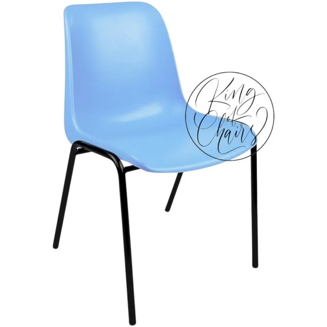 Everardo Kantinestoel Helene Lichtblauw - zwart onderstel kantinestoel stapelstoel kuipstoel vergaderstoel tuinstoel kantine stoel stapel stoel tuin stoel kantinestoelen stapelstoelen kuipstoelen arenastoel schoolstoel bezoekersstoel Everardo Lichtblauwe zitting met zwart onderstel