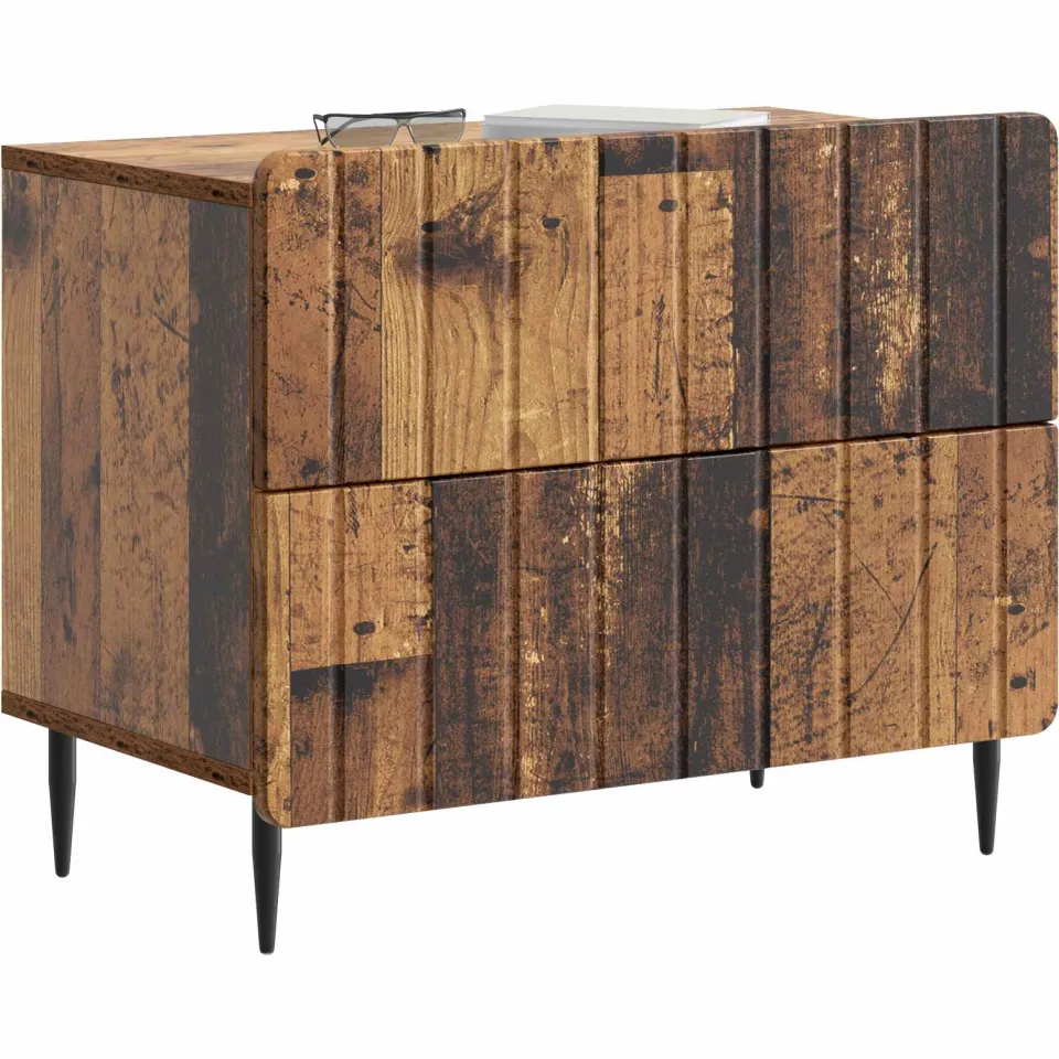 vidaXL Nachtkastje Oud hout 62 x 34,5 x 49,5 cm Bewerkt hout Bruin