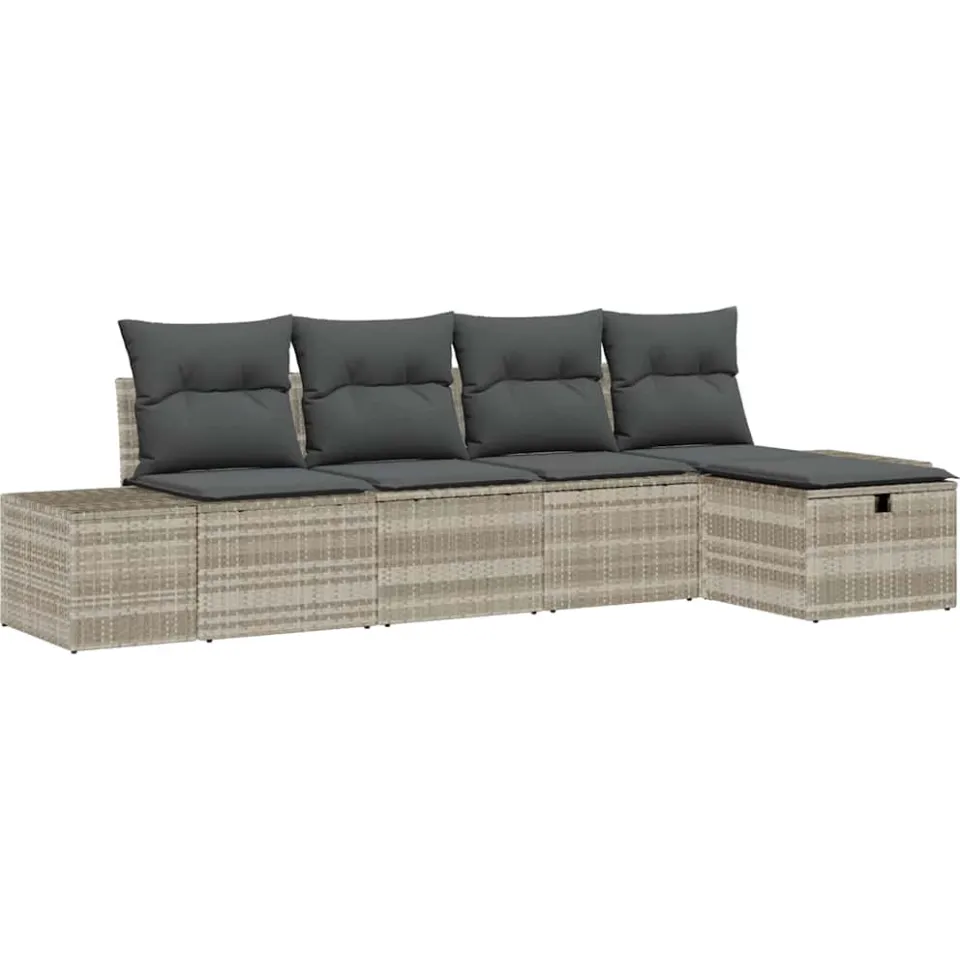 vidaXL Bankstel 6 st poly rattan Lichtgrijs