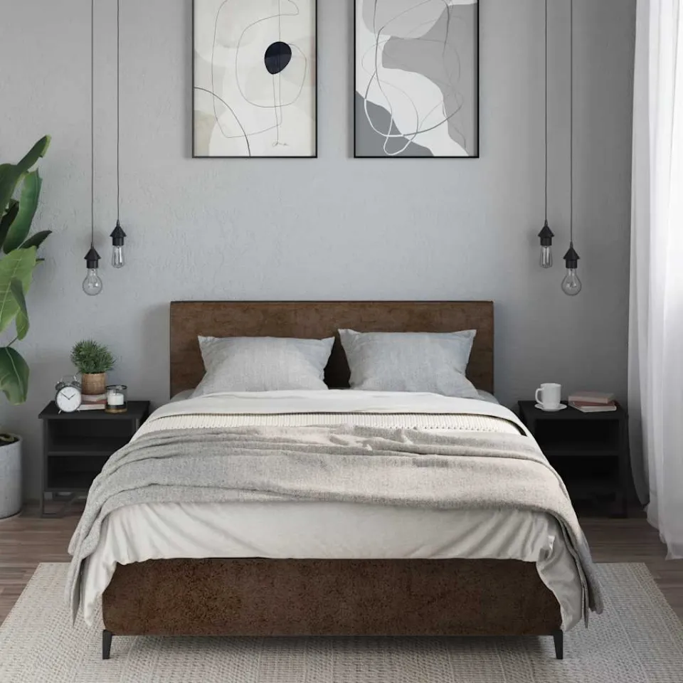 vidaXL Nachtkastjes 2 st 40x30x40 cm bewerkt hout zwart, foto 3