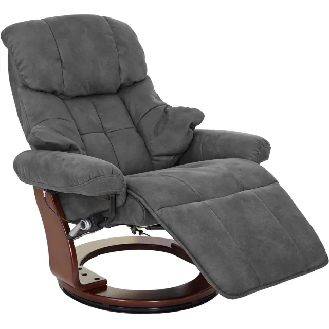 Robas Lund MCA Calgary 2 relaxfauteuil, TV-fauteuil, stof/textiel 150kg belastbaar ~ donkergrijs, walnoot look