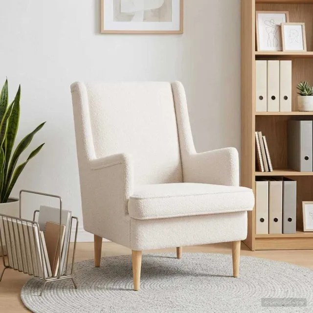 vidaXL Fauteuil Crèmekleurig Bouclé
