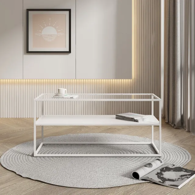 en.casa Salontafel Solund 102x43x46 cm staal wit mat wit, mat