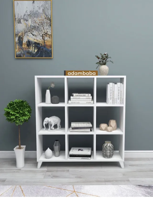 adambaba Kubus Boekenkast - 9 Vakken - Planken - Vierkante - Wit