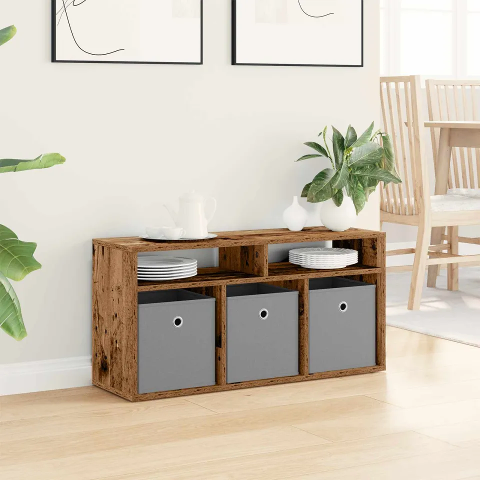 vidaXL Laagkast met lade Oudhout 87 x 27,5 x 43 cm bruin, foto 4